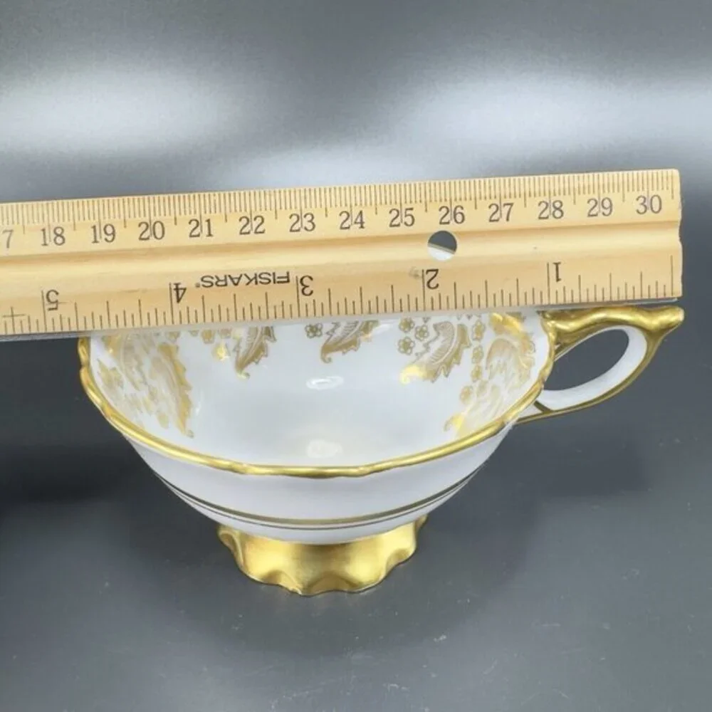 Royal Stafford Fine Porcelain China Teacup And Saucer Heavy Gold Pattern England